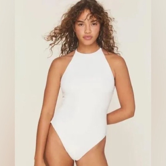 Andie Other - NWT Andie Swim Cream Ribbed High Neck One Piece Bathing Suit Resortwear Size L
